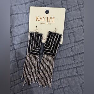 KayLee- Black and Silver Beaded Earrings